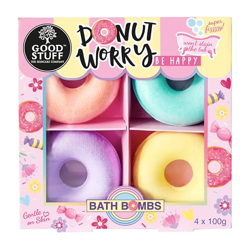 Good Stuff Donut Worry Bath Bomb Gift Set with 4x3.5 Oz Donut Bath Bombs