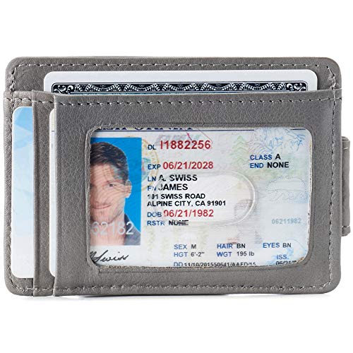 Image of alpine swiss Harper Mens RFID Slim Money Clip Front Pocket Wallet Minimalist Leather ID Card Holder