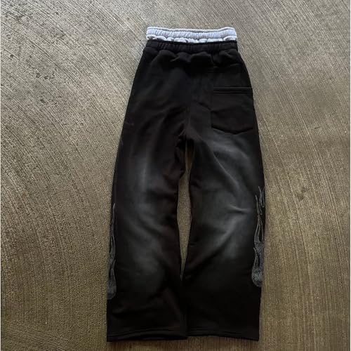 Double Waisted Sweatpants Men Graphic Embroider Y2k Sweatpants Men Graffiti Streetwear Wide Leg Boxer Sweat Pants4