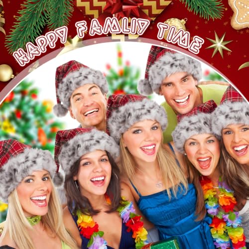 Image of Vicenpal 20 Pcs Santa Hats Bulk for Adults, Red White Grey, Plaid