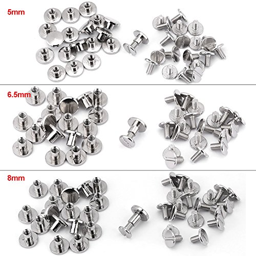20Pcs Repair Screw Post Fastener Round Flat Head Chicago Screws Buttons Metal Nail Rivet Studs with Slotted Screws for Binding DIY Leather Craft(5mm) - Image 3