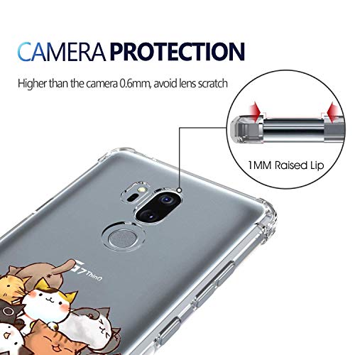 Kiomy Case For Lg G7 Thinq For Girls Boy Clear With Cute Cat Design Shockproof Bumper Protective Lovely Funny Kitty Cell Phone Back Cover Flexible Slim Fit Soft Rubber Kitten Skin For Lg G7 Kids Women #TOP3