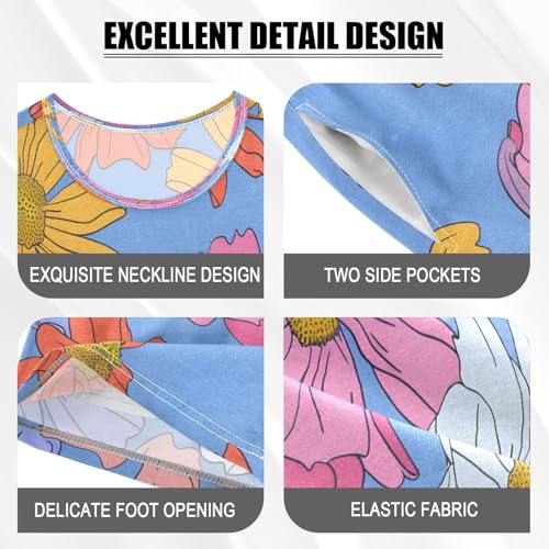 senya Short Sleeve Pajamas Sets Summer Cotton Sleepwear Simple Colorful Flower Species4