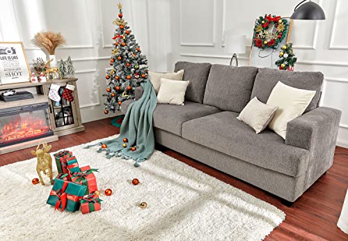 Papajet Sofa, Deep Seat Sofa-Contemporary Chenille Sofa Couch, 3 Seater Sofa For Living Room-Oversized Sofa, Grey Comfy Sofa #TOP3