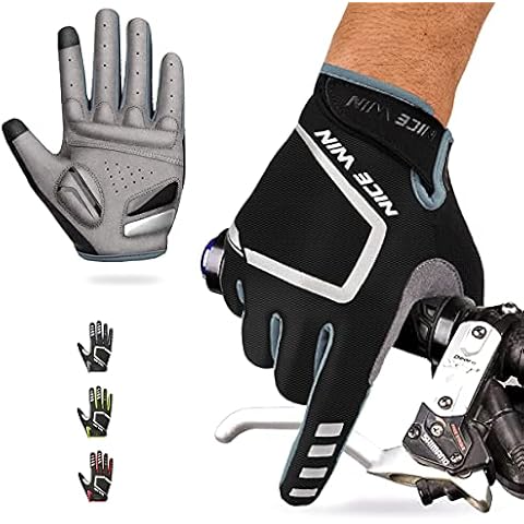 NICEWIN Cycling Gloves Motorcycle Bike Mountain- Road Bicycle Men Women Padded Antiskid Touch Screen Grey L Cover