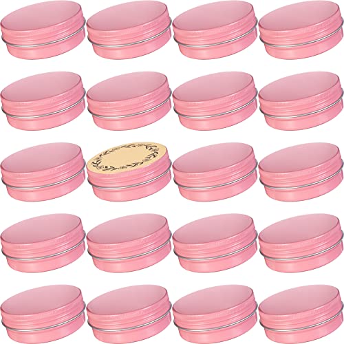 2 oz (60ml) Pink Screw Top Aluminum Tins with Labels, 24 Pack