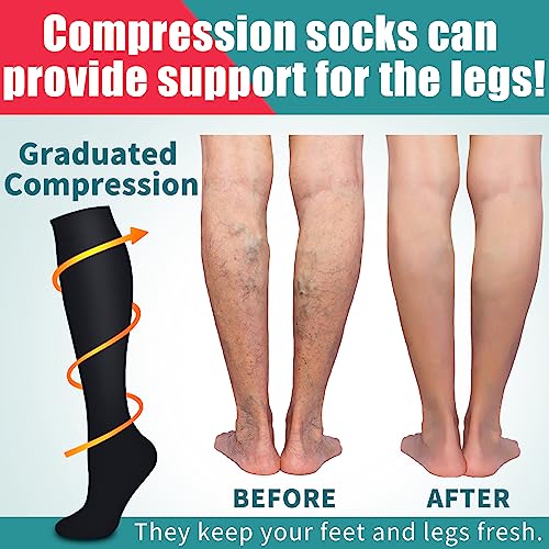 Image of Laite Hebe 4 Pairs-Compression Socks for Women&Men Circulation-Best Support for Nurses,Running,Athletic