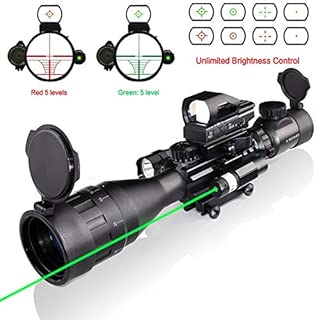 XopingABC Hunting Rifle Scope Combo C4-16x50EG/12x50EG Dual Illuminated with Green Laser Sight 4 Holographic Reticle Red/Green Dot for Weaver/Rail Mount - coolthings.us