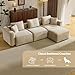 VINGLI 112.2“ Convertible Corduroy Cloud Sectional Couches with Movable Ottoman, L-Shaped Boneless Couches for Living Room with Deep Seat, 3 Seater Modular Spineless Sofa, No Assembly Required, Khaki