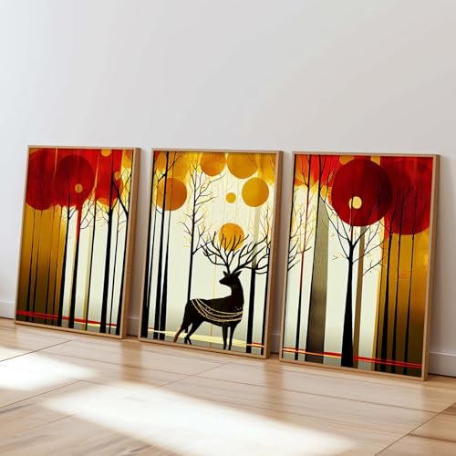 Image of kotart Paintings Modern Art Wall Decor Framed Wall Painting for Living Room, Bedroom - Framed Wall Decor Paintings with Frame - Painting for Wall Decoration Set of 3-D (Art 5, 13x17 inch)