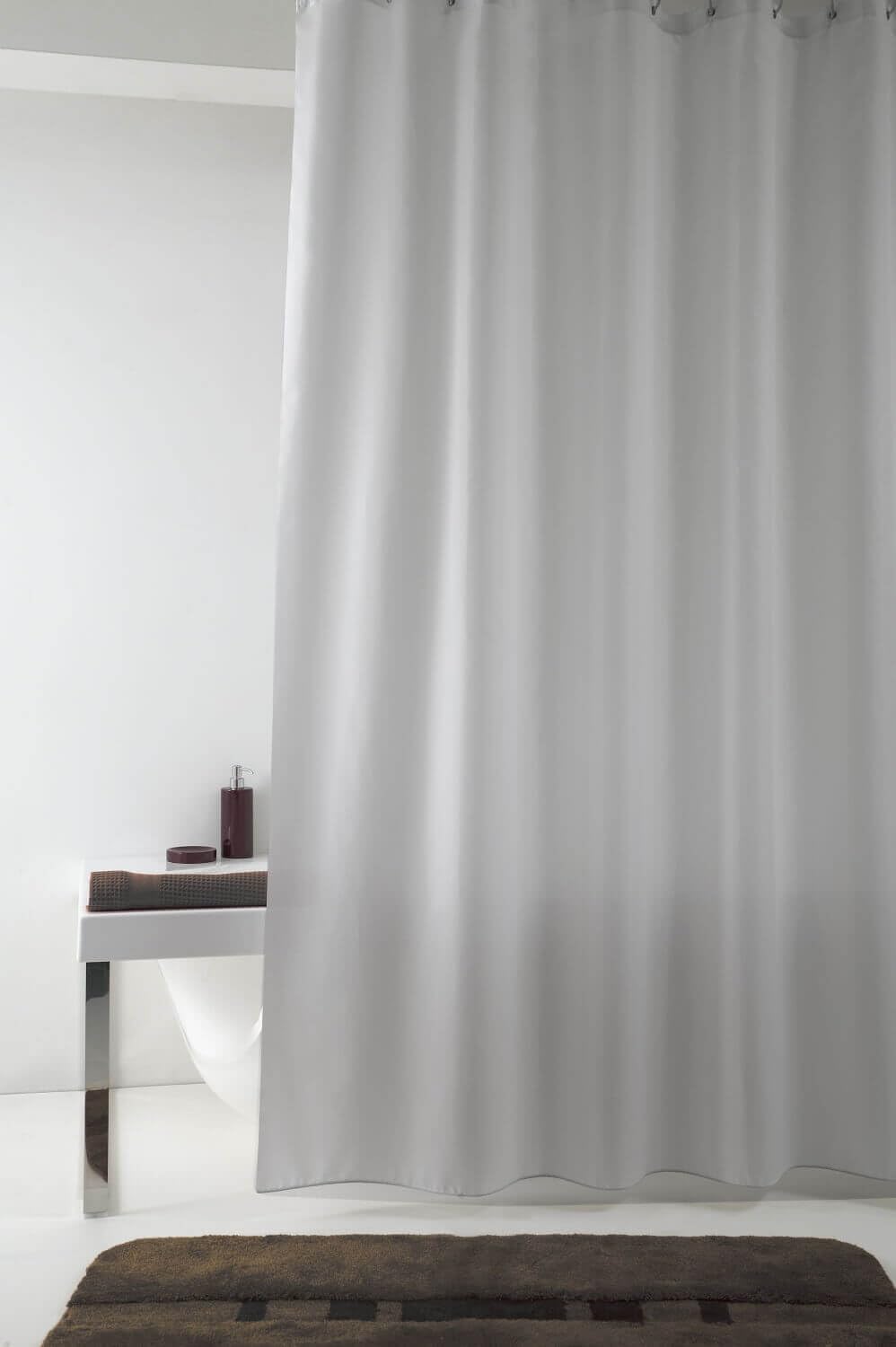 Grund Cortina de ducha antimoho, impermeable, 100% textil, IMPRESSA Cortina de ducha 80 x 200 cm, gris