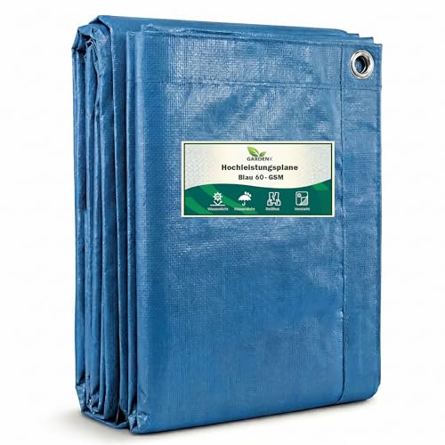 GARDENIX Allzweckplane Abdeckplane Gewebeplane Schutzplane Blau 60 g/m (3m x 3m) Abdeckfolie Plane Schützt vor Sonne Regen Schnee - Ideal für Camping Terrasse