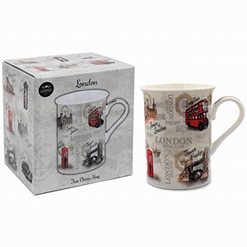 The Leonardo Collection Vintage London Mug for Hot Drinks | Fine China Printed Coffee Cups for Kitchen & Home | Reusable Tea and Coffee Mugs for Every Occasion & All Type of Drinks