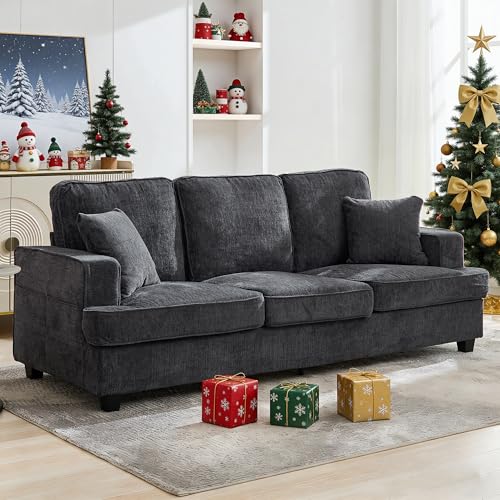 Couches for Living Room, 89 inch Cloud Couch Sofa in Chenile with Extra Comfy Soft Deep Seats, Modern 3 Seater Sofas for Living Room Bedroom Office Apartment, Grey - Best Fabric Sofas