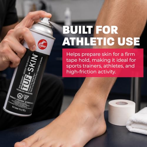 Image of Cramer Tuf-Skin Pre Tape Spray, Firm Adhesive Base to Secure Gymnasts Clothing, Underwrap & Kinesiology Tapes, Long Lasting Hold, Prevents Blisters, Athletic Training Supplies, Colorless