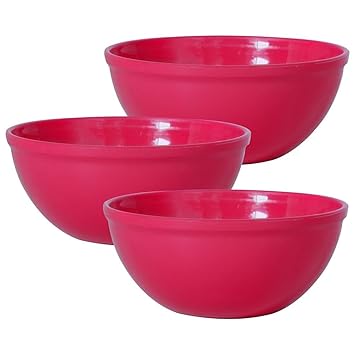 WONDER Prime Sigma 1000 Microwave Safe Multipurpose Plastic Bowl Set, 3 Pcs Bowl 650 ml, Red Color,