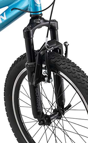 Image of Schwinn High Timber AL Mountain Bike for Youth Boys Girls, 20-Inch Wheels, 7-Speeds, Front Suspension, Aluminum Frame and Alloy Linear Pull Brakes, Teal