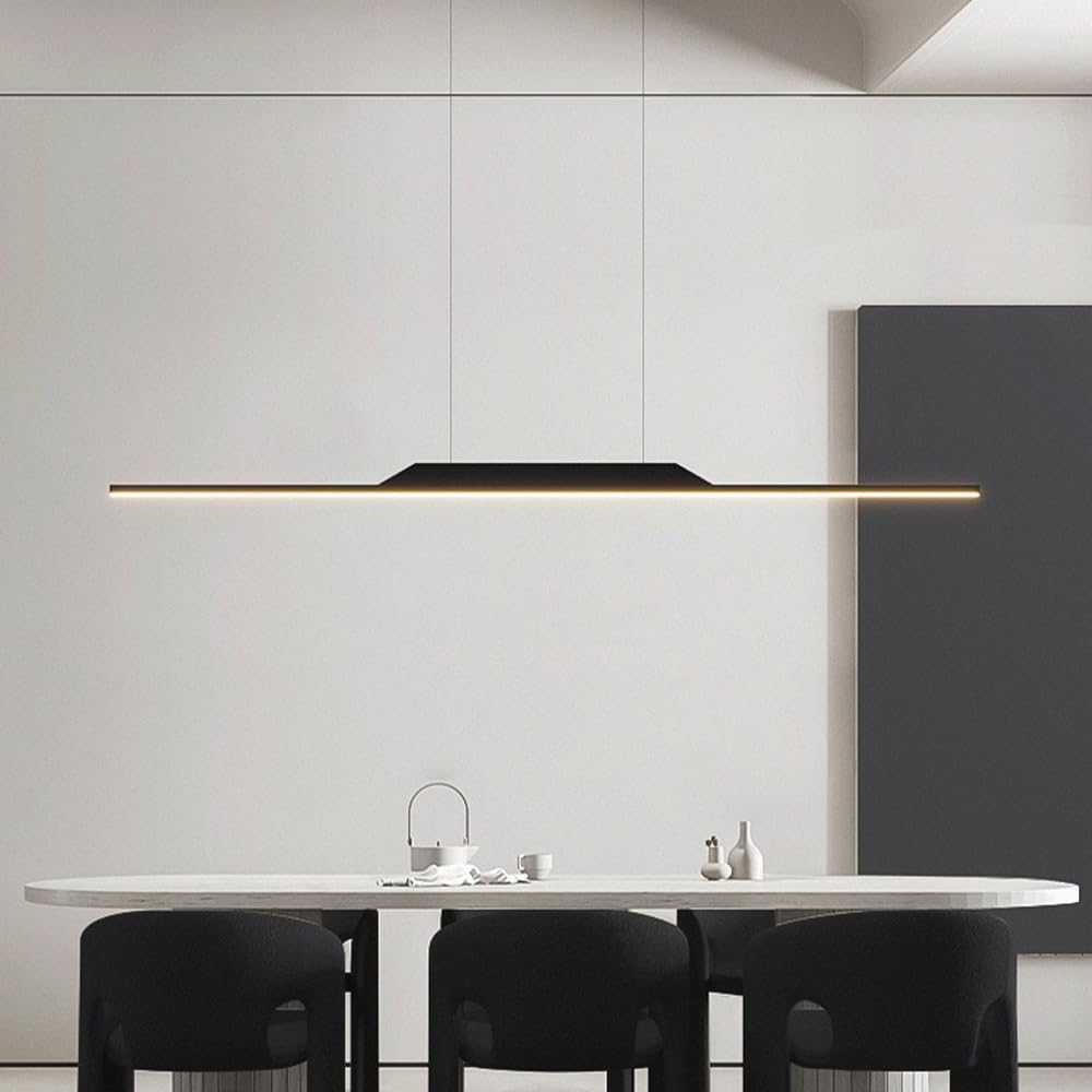 Dimmable Pendentif linéaire Lumière Moderne Suspendue Plafonnier Cuisine îlot d'éclairage luminaire Longue Bande Lustre pour la Table à Manger Salon Bureau Lumières avec télécommande Décorations