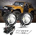 Auxbeam 4 Inch 72W Round Offroad Lights 2PCS 7200LM LED Pod Lights Spot LED Driving Fog Work Lights with Wiring Harness Fit for Jeep Vehicle Truck SVU Motorcycle UTV (White Beam)