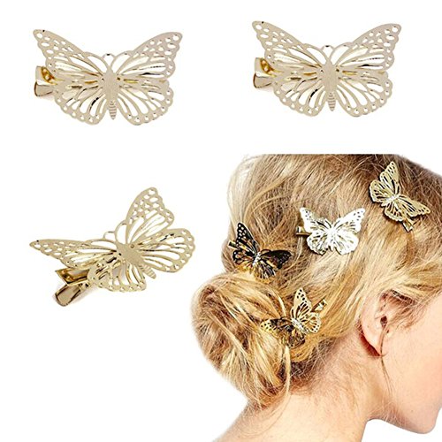 Bluelans 2pcs Golden Butterfly Hair Clip Hair Accessories Bride Headwear Hair Clips