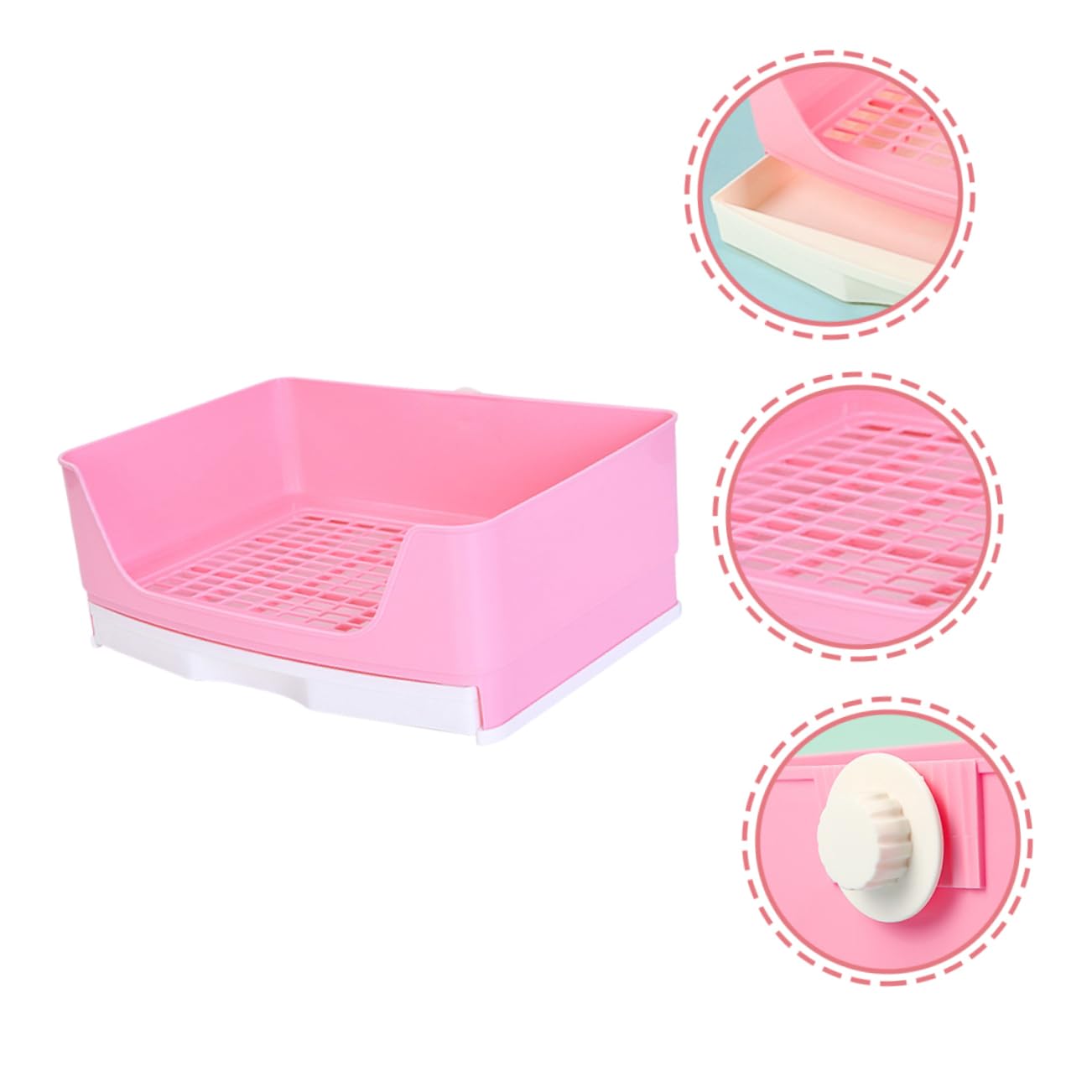 Toilette per Coniglio Cassetto, Plastica Rosa, Antiodore | Lettiera per Coniglio Nano, a Perdite, per Coniglio e Criceto, Uso in Salotti e Parchi