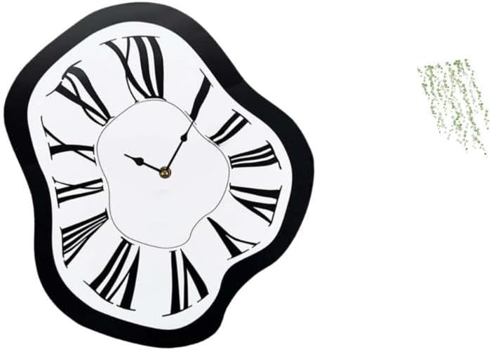 Acrylic Luxury Melting Clock Creative Distorted Wall Clock Unique Desktop Shop Decor Elegant Green Plant Leaves Art Mural Sticker Restroom Sofa Backdr