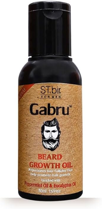 Gabru Beard Growth Oil for Men, 50ml | Peppermint & Eucalyptus | Thick, Soft Beard