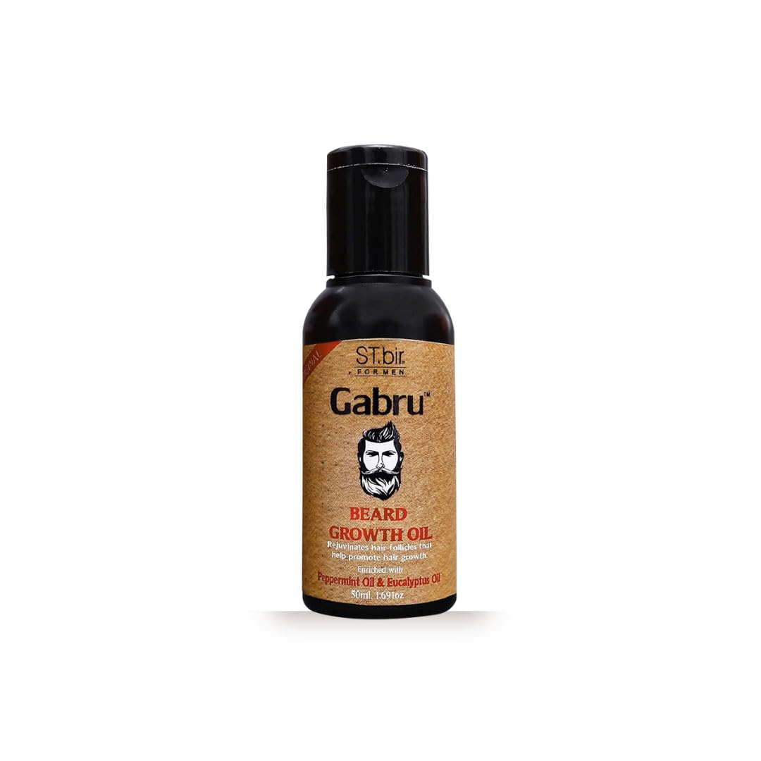 ST.Bir Gabru Beard Growth Oil for Men, 50ml | Peppermint & Eucalyptus | Thick, Soft Beard