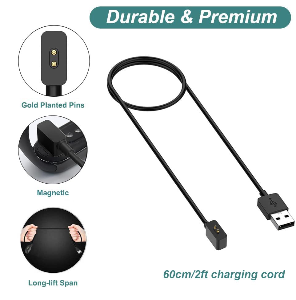 Miniatura 4 de Kissmart Cargador para Xiaomi Mi Band 8, cable de carga USB de repuesto para Mi Band 8 Fitness Tracker (paquete de 2, 2 pies23.6 in)