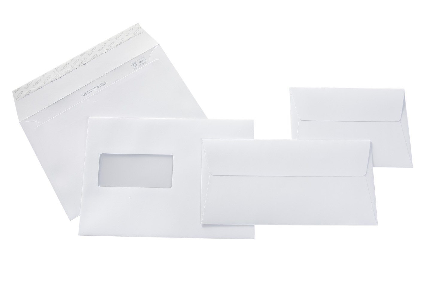 42799 Fenster-Briefumschläge/hoch - weiß /120 g/qm / 229 x 324 mm (C 4) / mit Abziehstreifen/haftklebend / 200 Stück