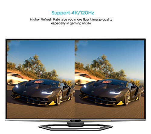 كابل HDMI 2.1 عالي السرعة 1.8 متر 48 جيجابايت في الثانية يدعم 4K عند 120 هرتز و8K عند 60 هيرتز ومدى ديناميكي عالي وايثرنت لتلفزيونات آبل ونينتندو سويتش وروكو واكس بوكس X/S وبلاي ستيشن 5 وبلو راي