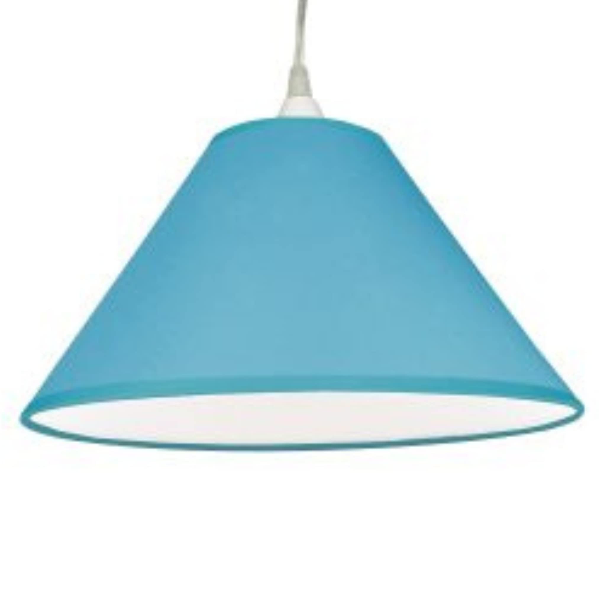 Cotton Coolie Lampshade, 14 Inch (35cm) – Dual Shade Ring, Ceiling Pendant or Table Lamp - 35cm Dia (Blue)
