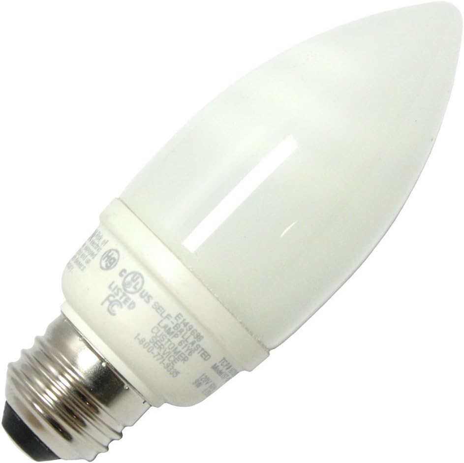 (12-Pack) TCP 10709 9-Watt 2700K E26 Base CFL Decorative Torpedo Lamp, 40W Equivalent