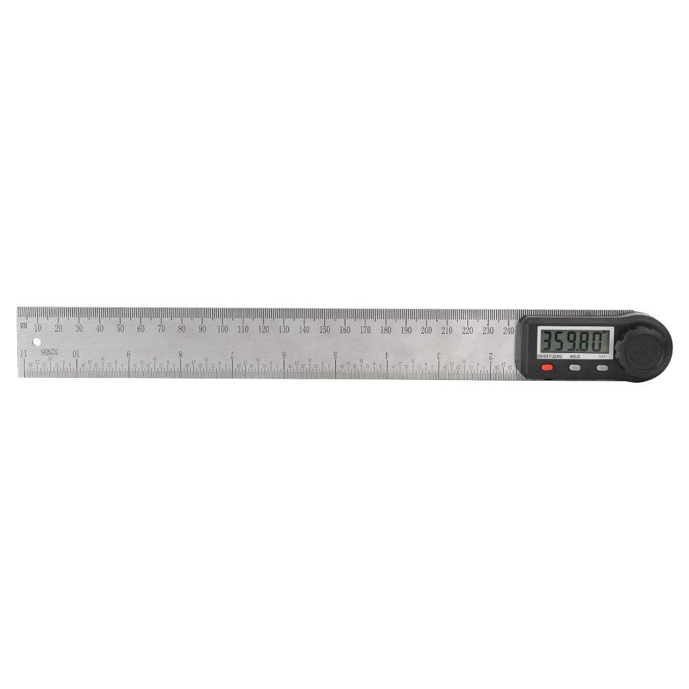 Righello Angolare con Display Digitale, Misuratore Angolare Elettronico 2 in 1 con Manopola di Bloccaggio 0-360°, Righello per Falegnameria, Misuratore Goniometro Multifunzione (300mm)