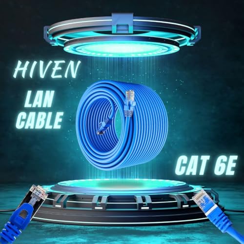 Image of HIVEN Cat6 Ethernet Cable 50 Meter(blue) | High-Speed 10Gbps LAN Cable with RJ45 Connector | 550MHz UTP Network Patch Cord for Computers, Modem, Router, Gaming, and Gigabit Devices