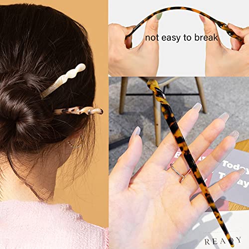 8 Pieces Acetate Hair Sticks Leopard Print Hair Pins For Women, Tortoise Acetate Hair Stick For Long Hair Thick Hair, Vintage Chop Sticks For Hair, Hair Accessories For Women Girls (Tortoise) #TOP3