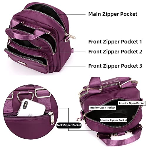 Shoulder Bag for Women Nylon Waterproof Crossbody Purse Small Lightweight Backpack Roomy Multi-pocket Tote Handbag, Yellow, One Size3