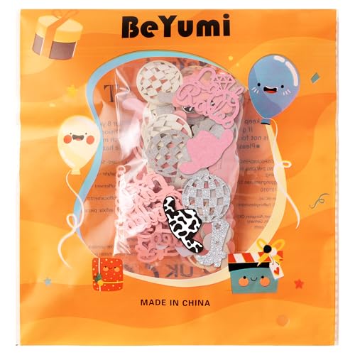 Image of BeYumi Cowgirl Bachelorette Table Decor - 300Pcs Western Cowgirl Table Confetti Decoration Pink Glitter Last Rodeo Disco Ball Ring Boot Cowboy Hat Paper Confetti Decor for Birthday Engagement Party