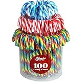 Christmas Candy Canes Tutti Frutti, Blue/White Peppermint, Red and White Cherry Mix Flavors - Bulk Candy Canes Individually Wrapped for Family Holiday Indulgement, Candy Cane Gift Set (100 Count)