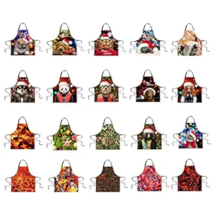 Christmas Apron Unisex Kitchen Bib Apron for Cooking/Baking Party Supplies A