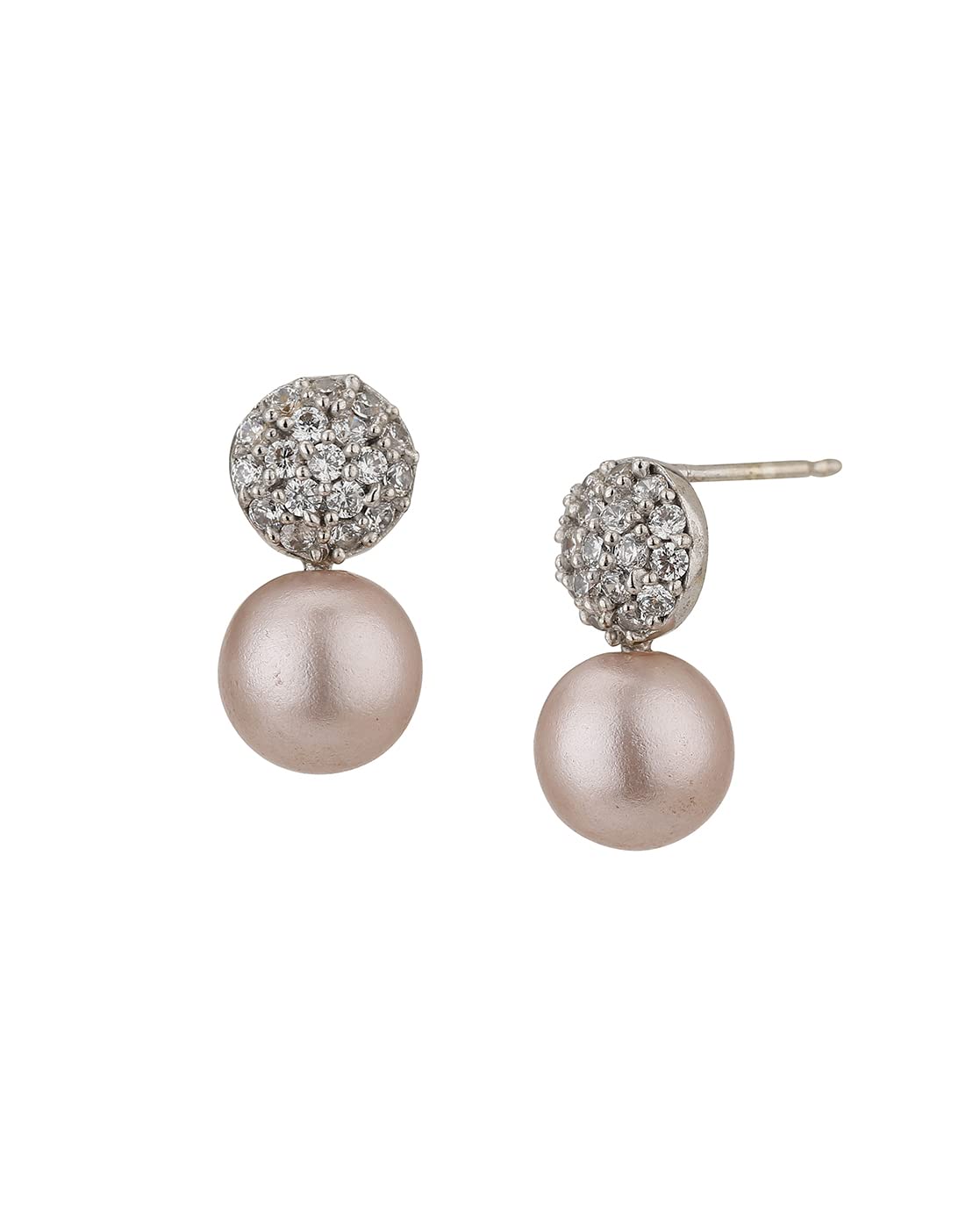 Carlton London Womens Silver with Grey Brass Pearls Set of 1 Post and Back Rhodium-Plated Handcrafted Studs (B0BCGRWDTV) Amazon Price History, Amazon Price Tracker
