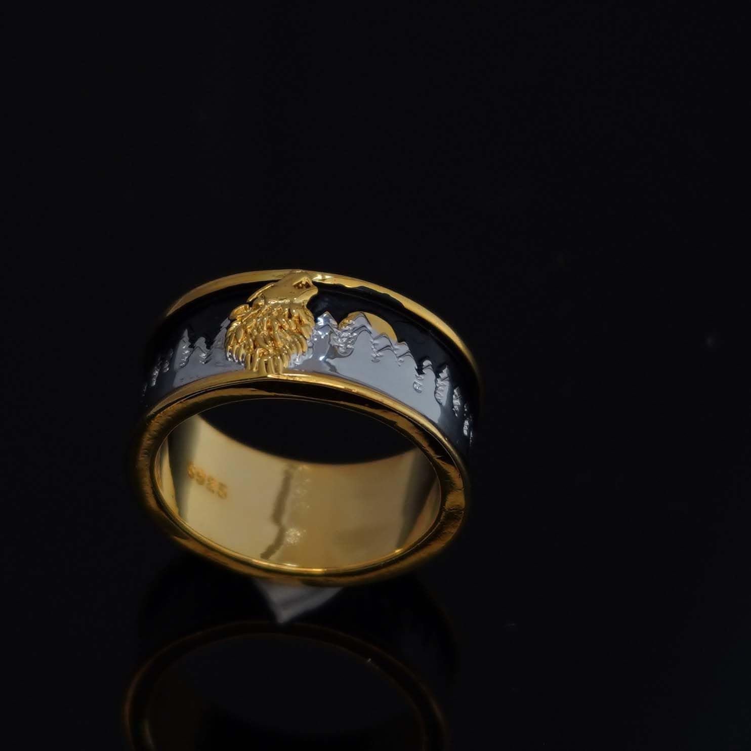 Howling Wolf Ring for Men, Norse Viking Wolf Head Ring, Retro Wolf Totem Rings, Wolf Moon Ring, Amulet Ring, Animal Wolf Jewelry for mens - Image 6