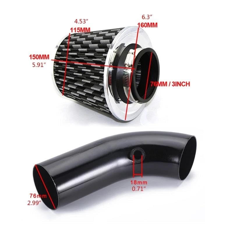 Tuyau d'admission d'air de voiture sport 76 mm pour les sensations sur circuit - 3