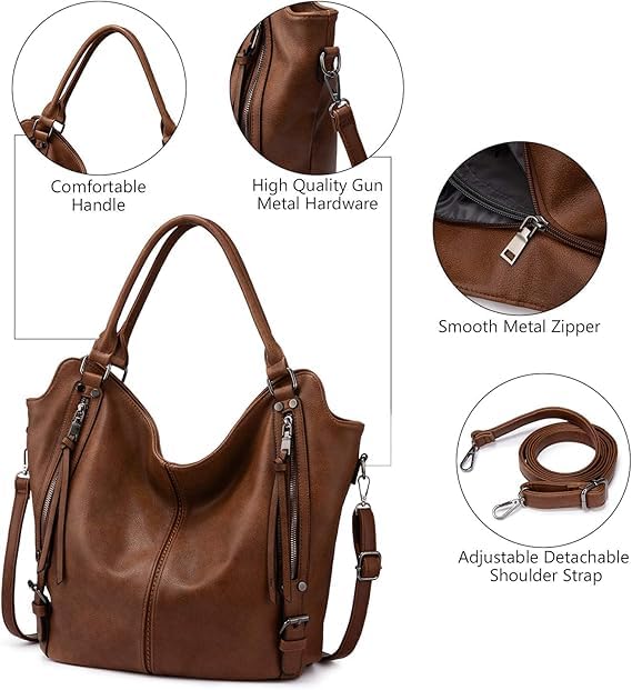 Image of Tote Bag for Women PU Leather Shoulder Bags Fashion Hobo Bags Large Purse and Handbags with Adjustable Shoulder Strap