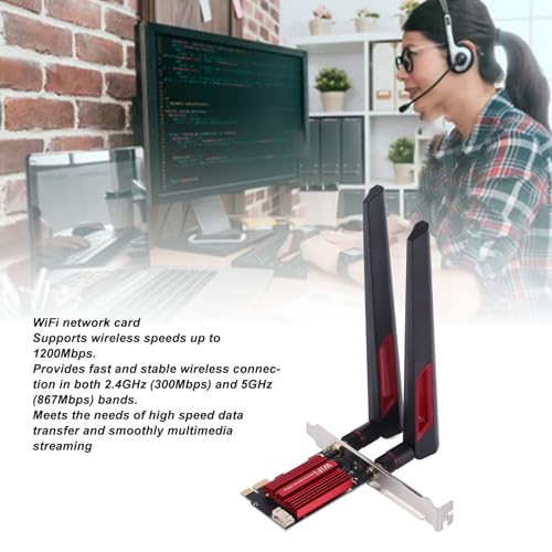 Tarjeta Wi Fi PCIe XUMIUZIY para PC de escritorio, Banda 2.4G/5G, tarjeta de red inalámbrica con antenas de 10dBi, Bluetooth 4.0, velocidad inalámbrica de 1200Mbps, adaptador Wi Fi PCIe compatible con Win7/8/10/11 miniatura 3