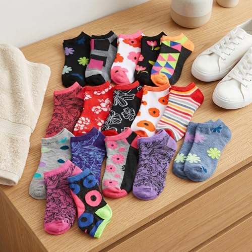 Image of Tipi Toe Women's 20 Pack Colorful Low Cut Socks - Lightweight, Breathable Design for All-Day Comfort Sizes 9-11 /10-13