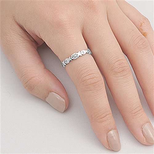 Eternity Cute Little Fish Fashion Ring New .925 Sterling Silver Band Sizes 4-102