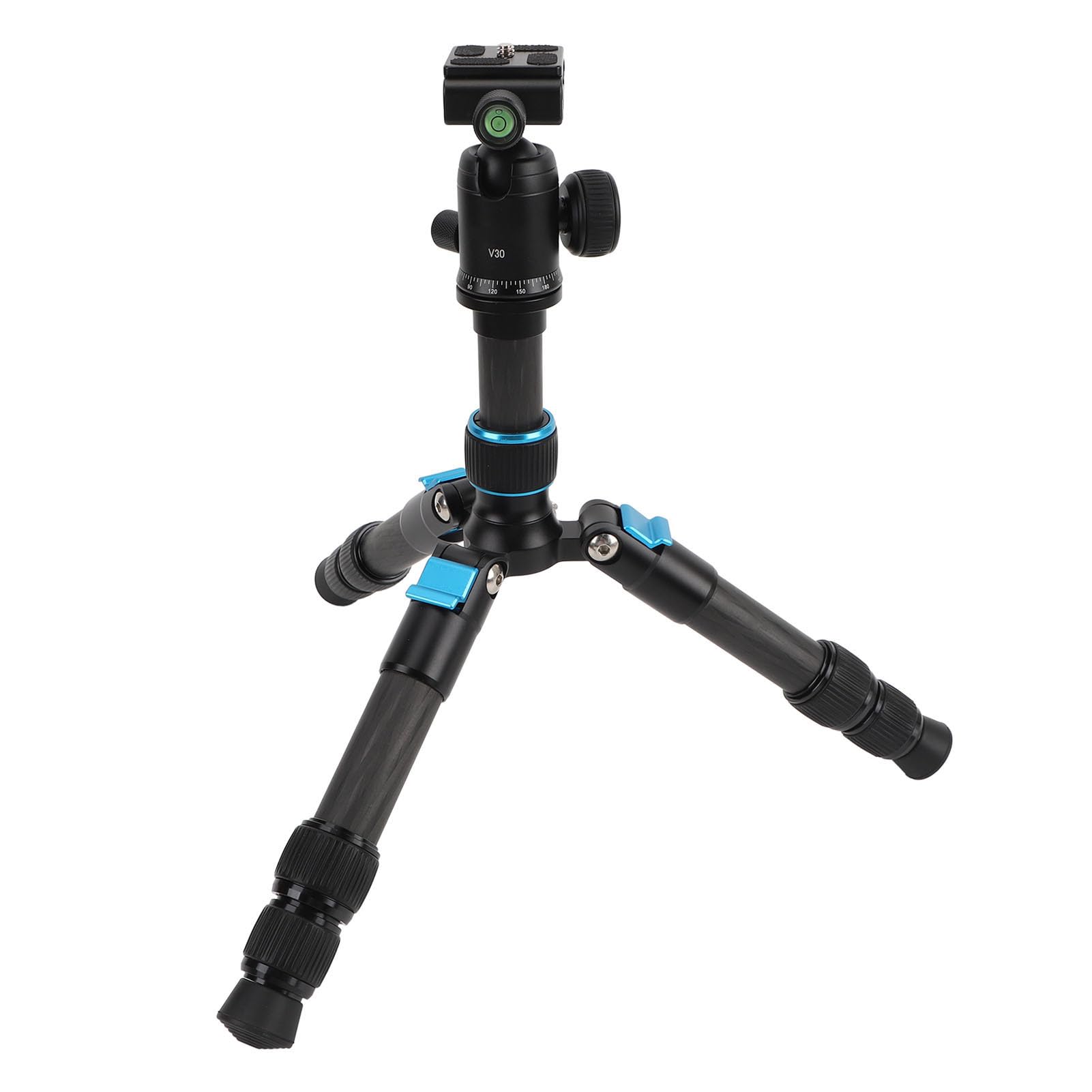 KIMISS Statyw do Aparatu Mini DSLR Statyw do Aparatu Stacjonarnego z Włókna Węglowego Wysuwany Otwór na śrubę 1/4 Cala z głowicą kulową 360° Płytki Arca QR Poziomica Kompatybilna z Monopodem