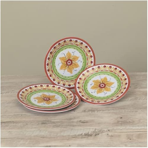 Gerson International Juego de 4 platos, 10.47 pulgadas de diámetro, melamina