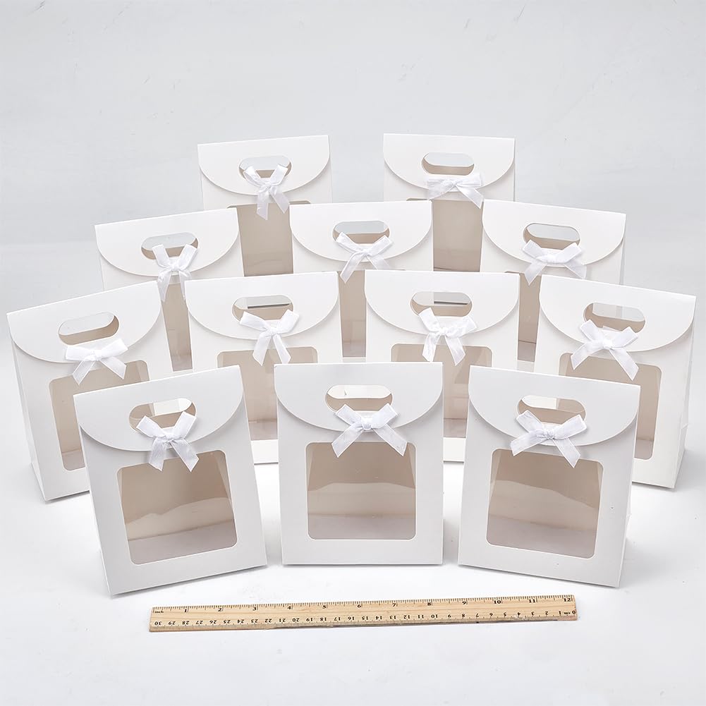 NBEADS 10 Sacchetti Regalo In Carta Kraft Marrone Con Manici, 28x20x10 Cm, Resistenti Ed Ecologici, Per Bomboniere E Confezioni Regalo